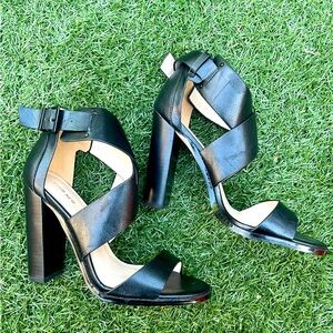 NWT - Ever New Courtney Black Cross-strap Heels - Size 8 (EU 39)